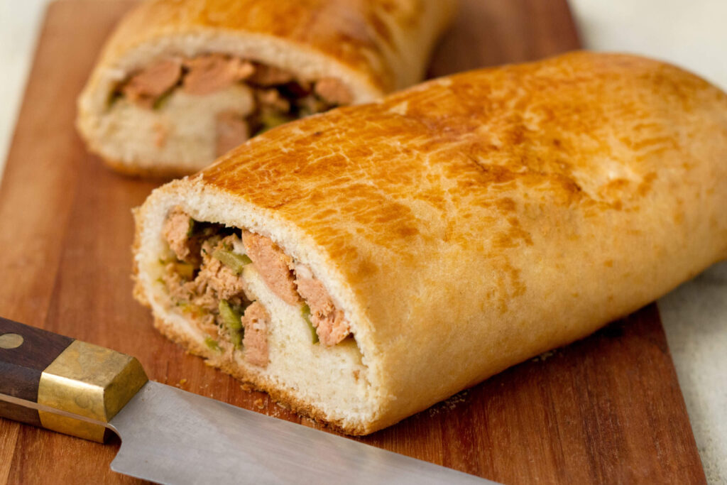 Pão recheado com linguiça Goshen
